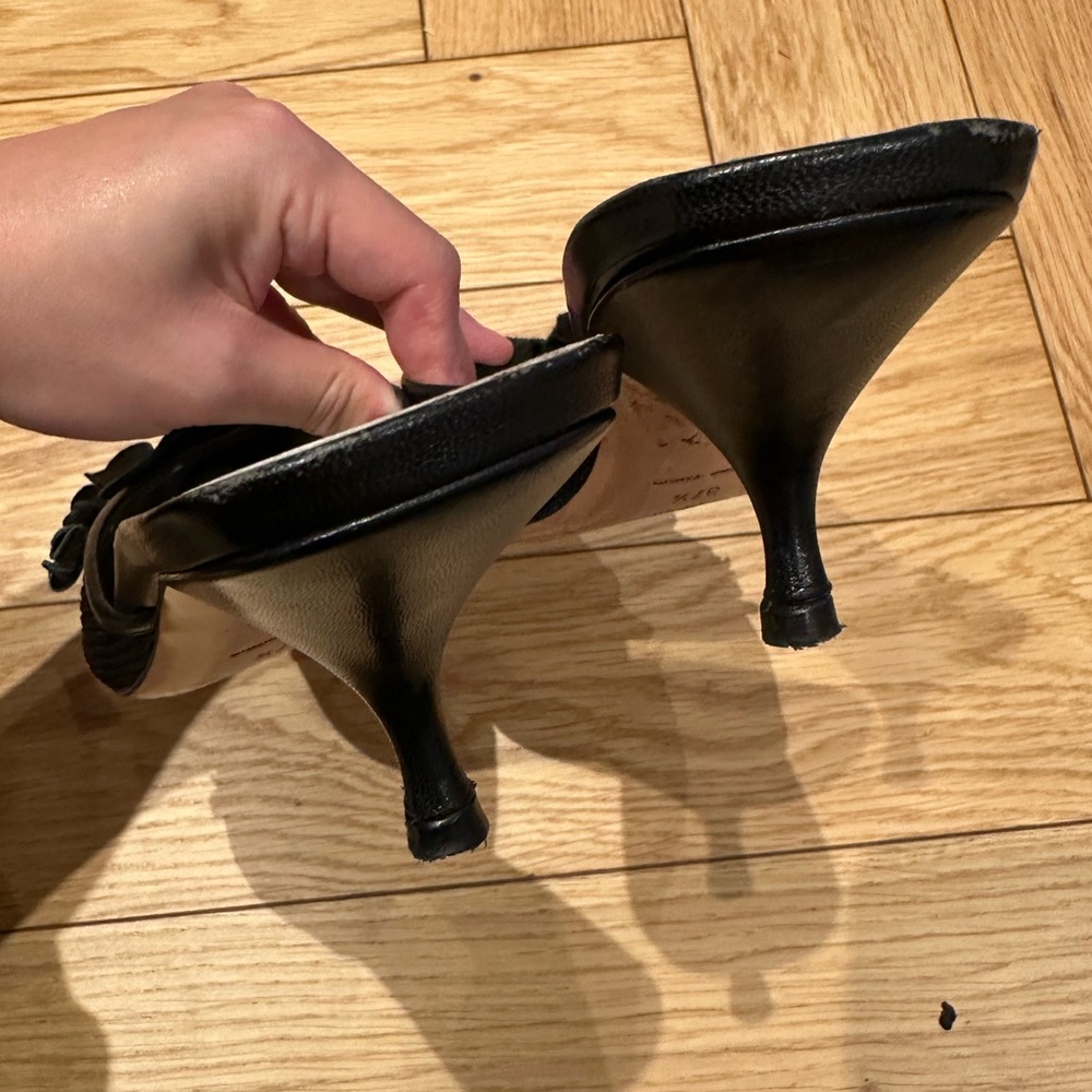 Miu Miu Black Floral Embellished Kitten Heels - Picture 3 of 5